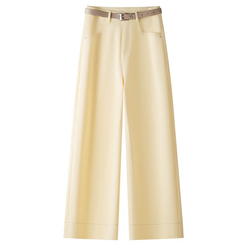 Women's Light-Colored Wide-Leg Jeans: Petite, Slimming, Straight-Leg Nine-Point Pants for Summer 2025