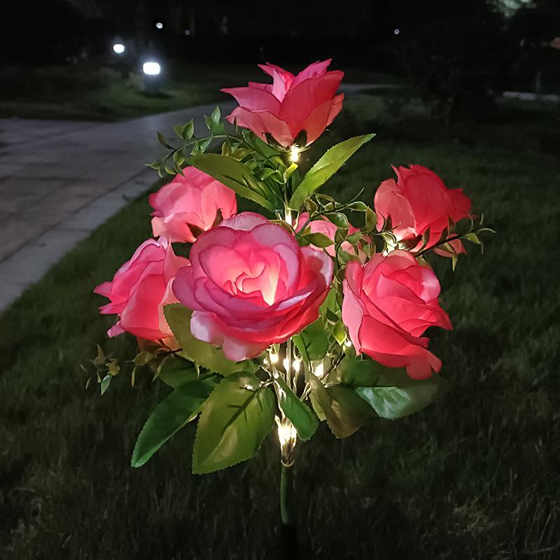 Solar-Powered Outdoor Waterproof Rose Flower LED Garden Lamp