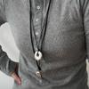 Fashionable Aventurine Buckle Pendant Necklace Accessory with Adjustable Length Leather Cord for Men and Women Daily Use