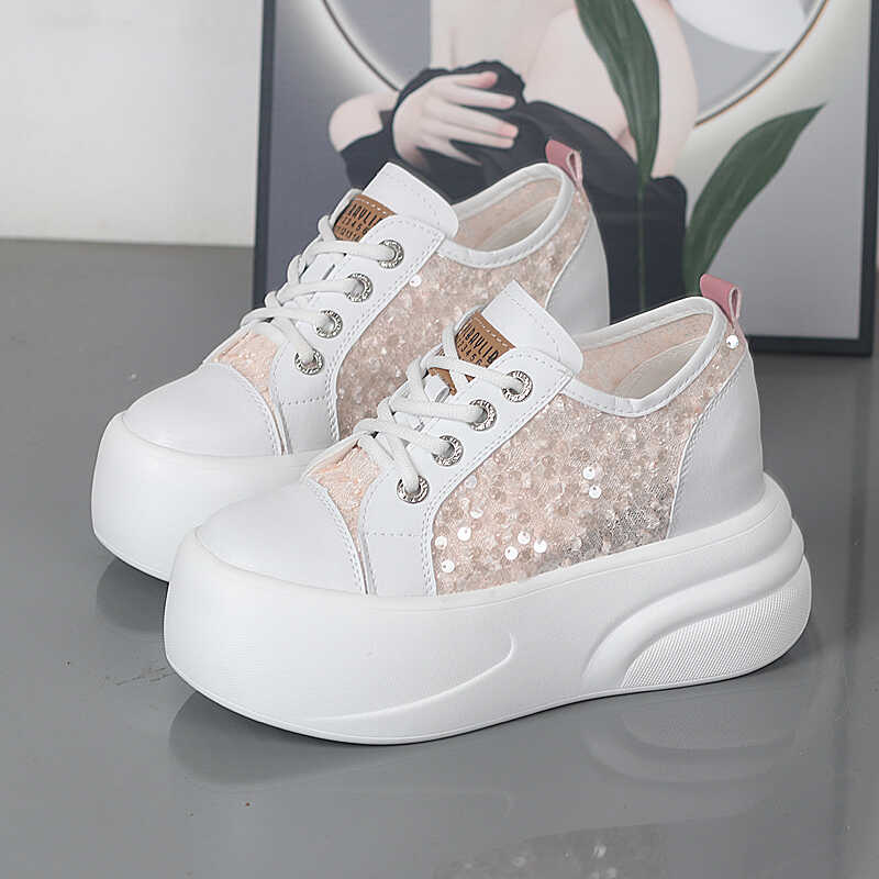 Fashion Female Summer Fashion Lightweight MeshSneakers 8cm Hidden Heel Platform Sport Shoes Comfortable Running Mesh Trainers