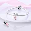 Süßer Rosa Mädchen und Katze Anhänger Kupferbeschichtet Original Perlen Passend für Original Charms Armband Perlen Schmuck Geschenke für Frauen