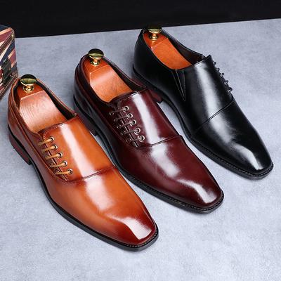 Móda Pánske Neformálne Obchodné Topánky Mikrovlákno Koža Štvorcová špička Šnurovacie Pánske Šaty Kancelárske Byty Muži Móda Svadobná párty Oxfordky