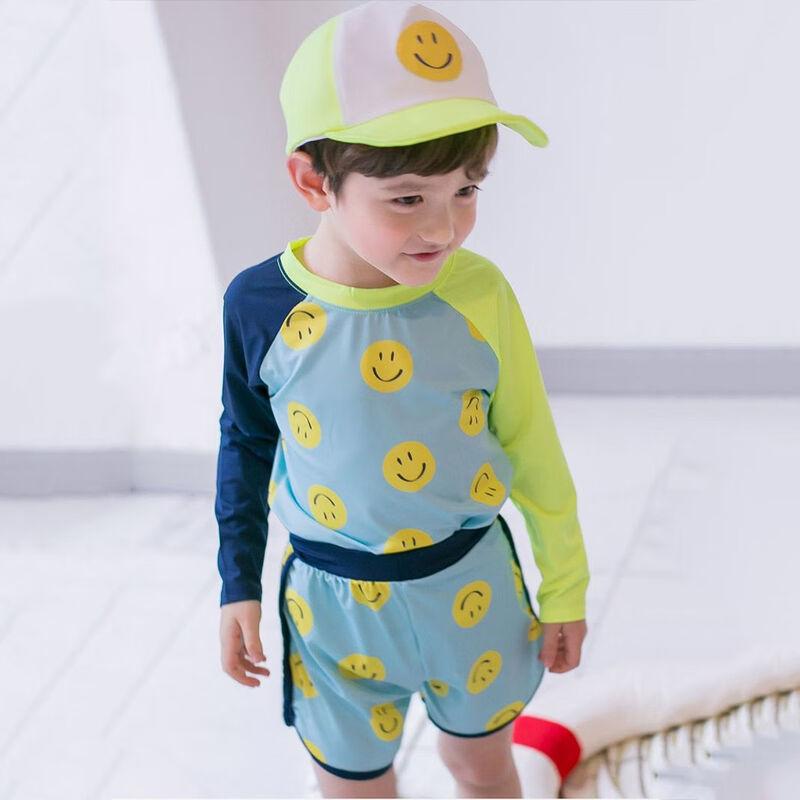 

Детский двухсекционный купальник с длинным рукавом и смайликами