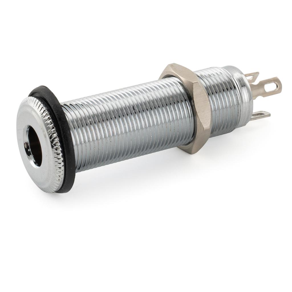 Musiclily Pro 1/4" To 6.35mm Mono Jack, Cylinder Type Direct Jack for Electric Guitar/Bass, Chrome