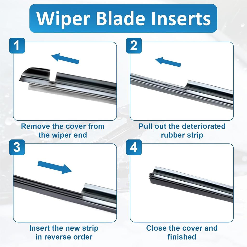 BFXM 4Pcs Wiper Blade Refill, 28 Inch DIY Adjustable Wiper Blade Refill | Universal Replacement for Front and Rear Windshield Wiper Baldes Rubber