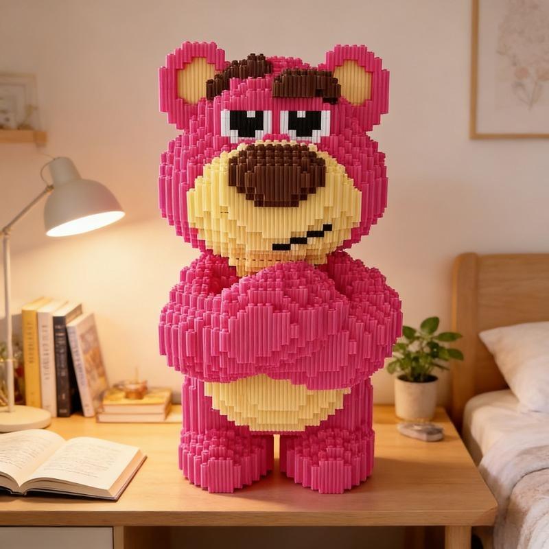 

Disney Lotso Strawberry Bear Miniature Building Block Set Large Building Block Toy Adult Gift Figure Figure 38CM
