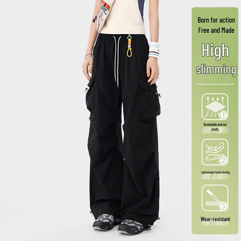 MULINSEN Women s Loose Wide Leg Multi-Pocket Cargo Pants M