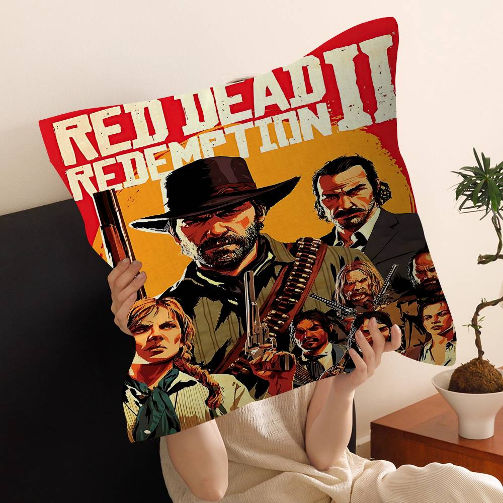 Spel R-Red Dead Redemption Rdr Kussenslopen Cartoon Bank Decoratief Huis Dubbelzijdig Bedrukken Kort Pluche Schattige Kussenhoes