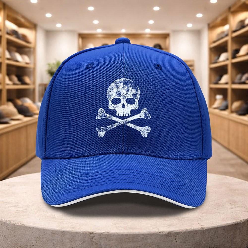 Skull Crossbones Print Baseball Cap for Unisex Women Casual All Season Adjustable Sun Hat