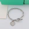 Korean-Style Heart Tag T-Bar Chunky Chain Bracelet – Valentine's Day Gift