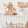 Adesivos de Parede Decorativos para Quarto Infantil com Desenho de Princesa e Menina com Animalzinho Fofo