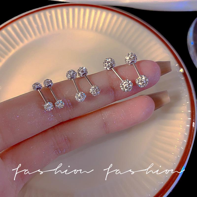 Zirconia Threaded Screw Earrings: Elegant Cartilage & Ear Studs for Women