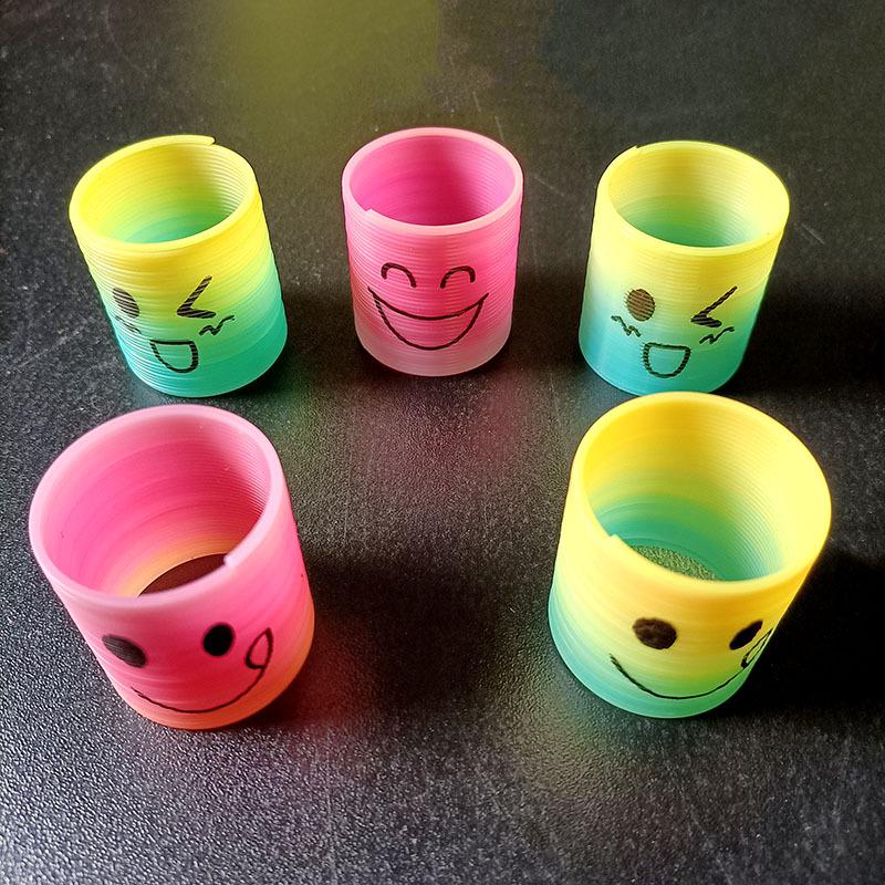 Mini Smiley Face Rainbow Elastic Magic Ring for Kids