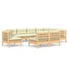 Vidaxl 9-Cz. Set da Giardino, Cuscini Crema, Pino