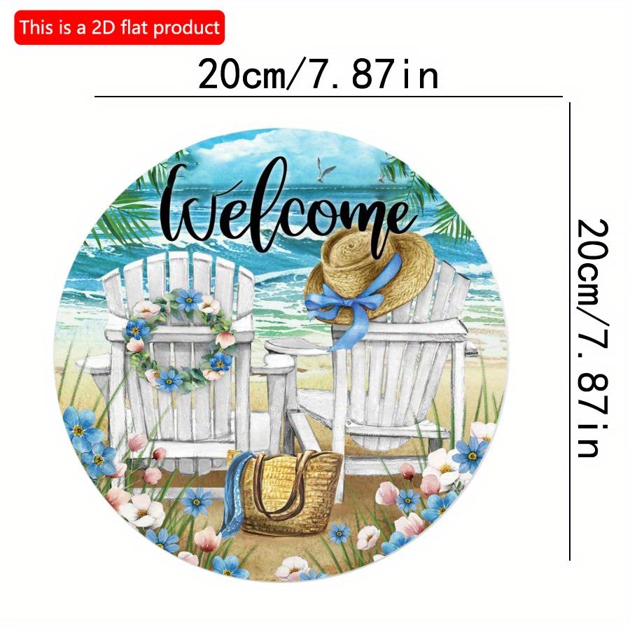 

2D плоский 20*20 см1 шт. Приветственный морской отпуск, путешествие, сцена, синий венок и узоры для кресел, знак на входной двери, летняя дверь, фронтон, отель для отдыха и пляж 20*20cm