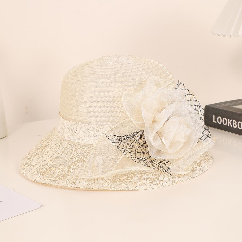 New French organza mesh flower hat summer fashion trendy brand sunscreen sunshade big eaves hat retro elegant millinery hat