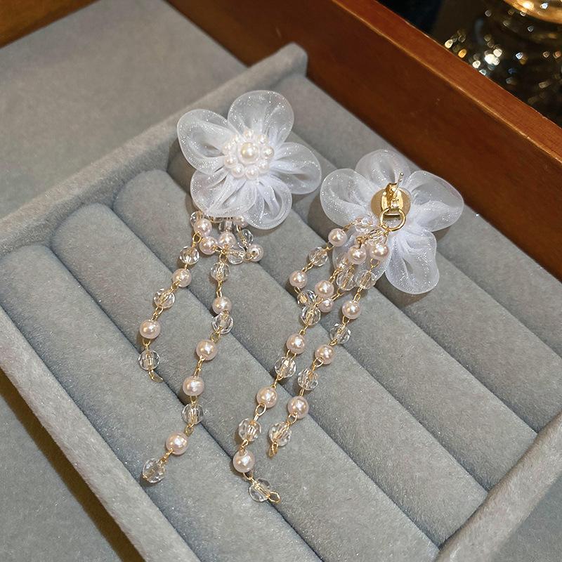 Серьги с бахромой из супер-феи, Нишевые серьги с высококлассным чувством темперамента в стиле отпуска, Летние серьги-цветочное море