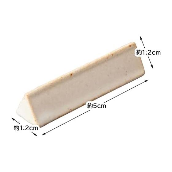 KAWAI KURABI Chopstick Rest, White Glaze, 1.2x1.2x5cm, Made in Japan, Square Translucent, Vintage Feel, Triangular Silhouette, Mino Ware