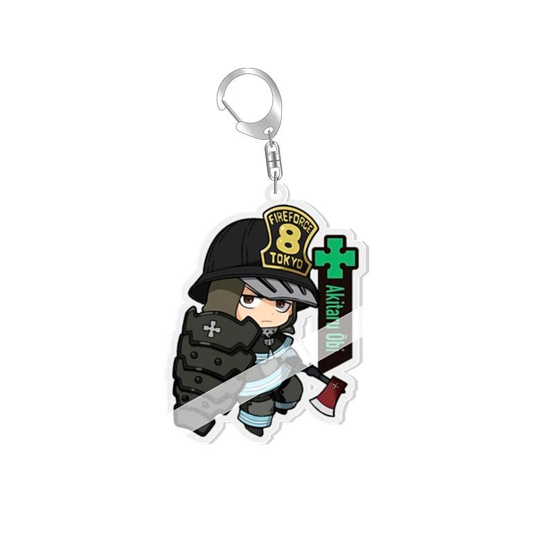 Fire Force Shinra Kusakabe Anime Keychains Arthur Boyle Kotatsu Tamaki Cartoon Keyrings Bag Tag Trendy Cosplay Accessories