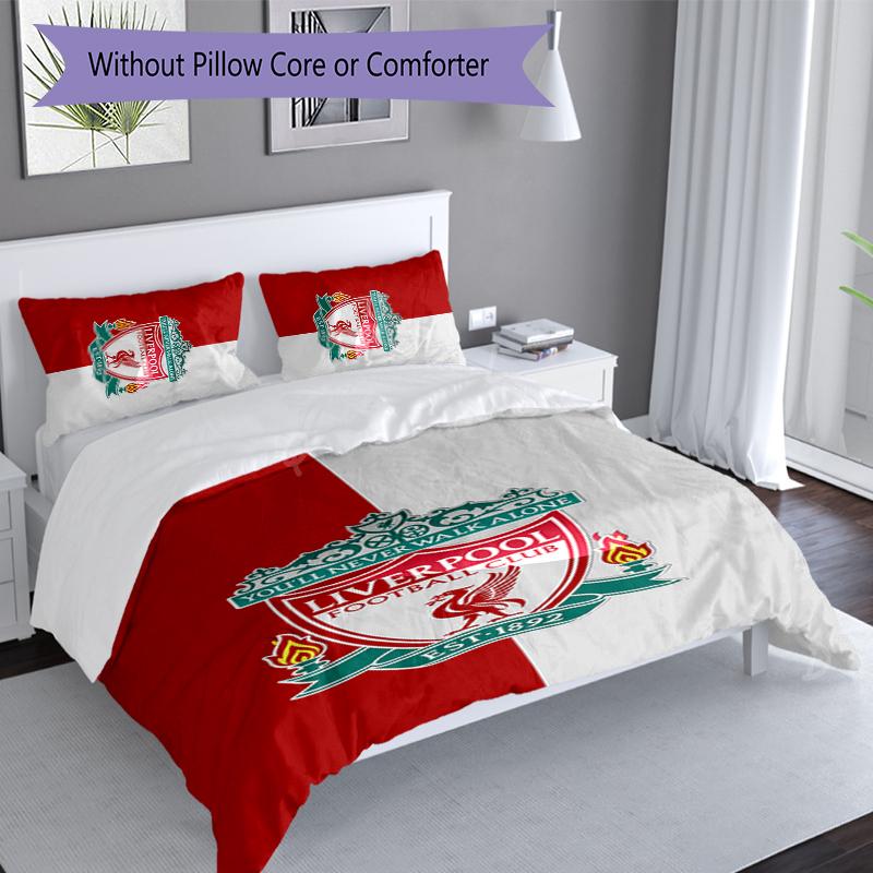3pcs Liverpool FC logo Duvet Cover Set, Includes 1 Duvet Cover and 2 Pillowcases,Skin-Friendly&Comfortable Fabric,Suitable Bedding Sets