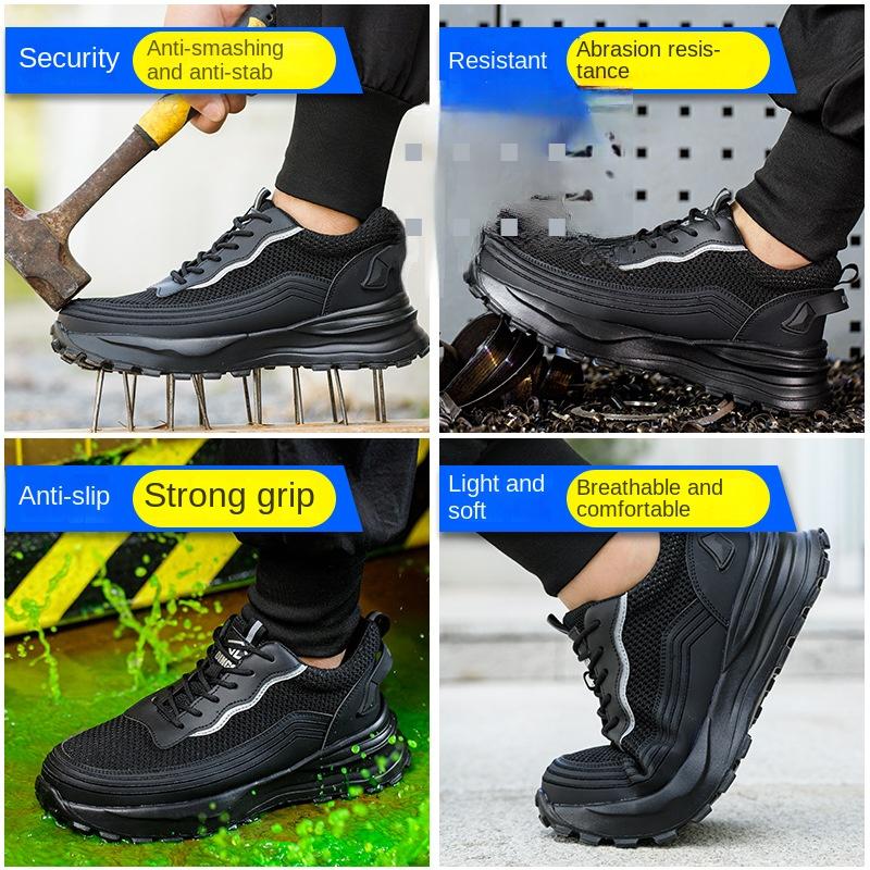 Labor Insurance Shoes Men's Mesh Fly-woven Anti-smashing and Anti-piercing Safety Shoes Steel Baotou Construction Site Work Shoes