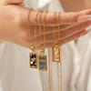 Fashion Pendant Necklace 18K Gold Stainless Steel Diamond Inlaid Tarot Card Necklace Accessories for Women
