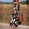 Elegant ladylike V-neck loose waist dress, summer fashion new versatile long skirt, Europe and America