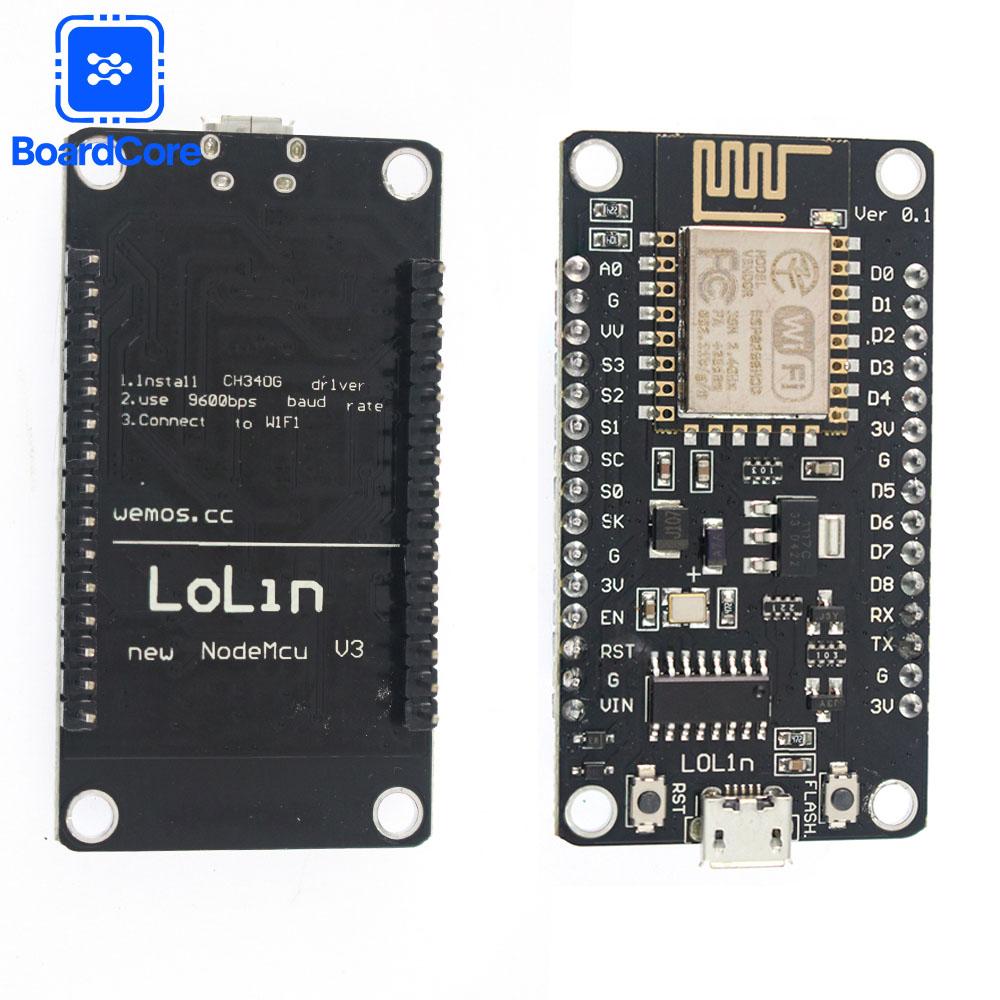 NodeMCU Lua V3 ESP8266 Module Micro USB Port Serial WiFi Module CH340 IoT Development Board Module for Smart Home DIY