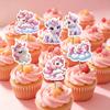 Cute pink unicorn cupcake toppers,cartoon cake picks, perfect for girls' birthday party decorations and kids' dessert decoration