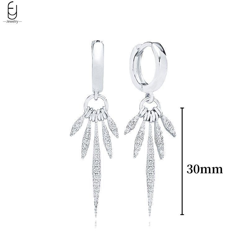 925 Silver Ear Buckles Fashion Hoop Earrings White Crystal Luxury Women's Earrings Wedding Women's Jewelry Premium Gift