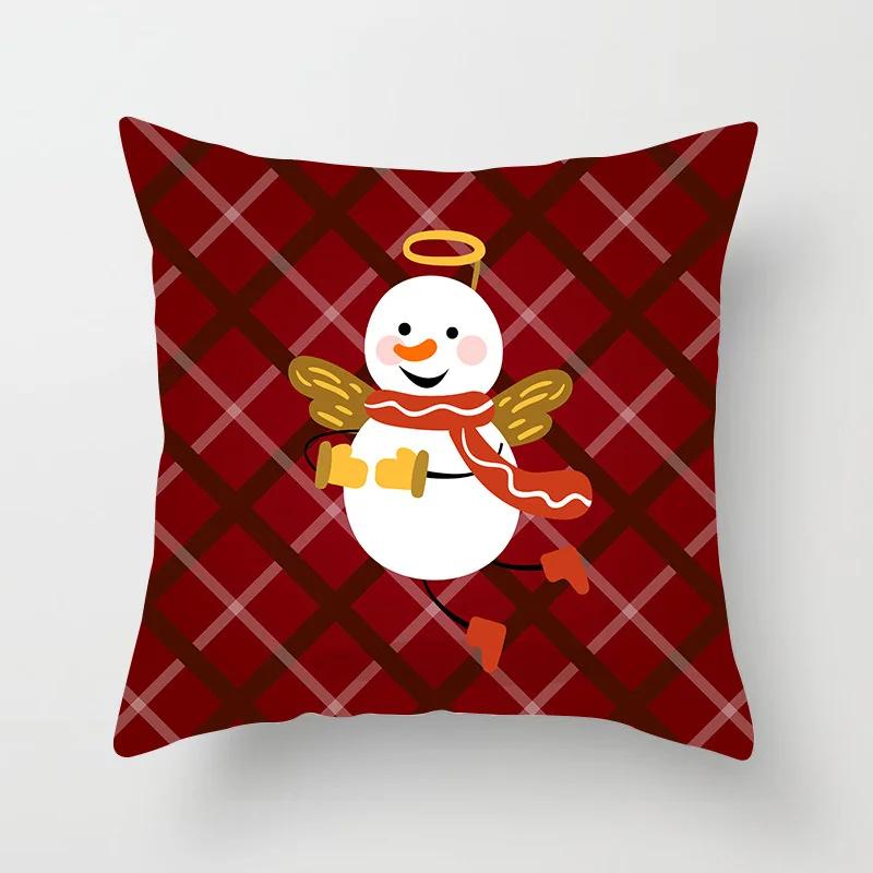 Christmas Decoration Black and Red Checkered Printed Cushion Cover for Home Living Room Sofa  Pillowcase 45 * 45cm