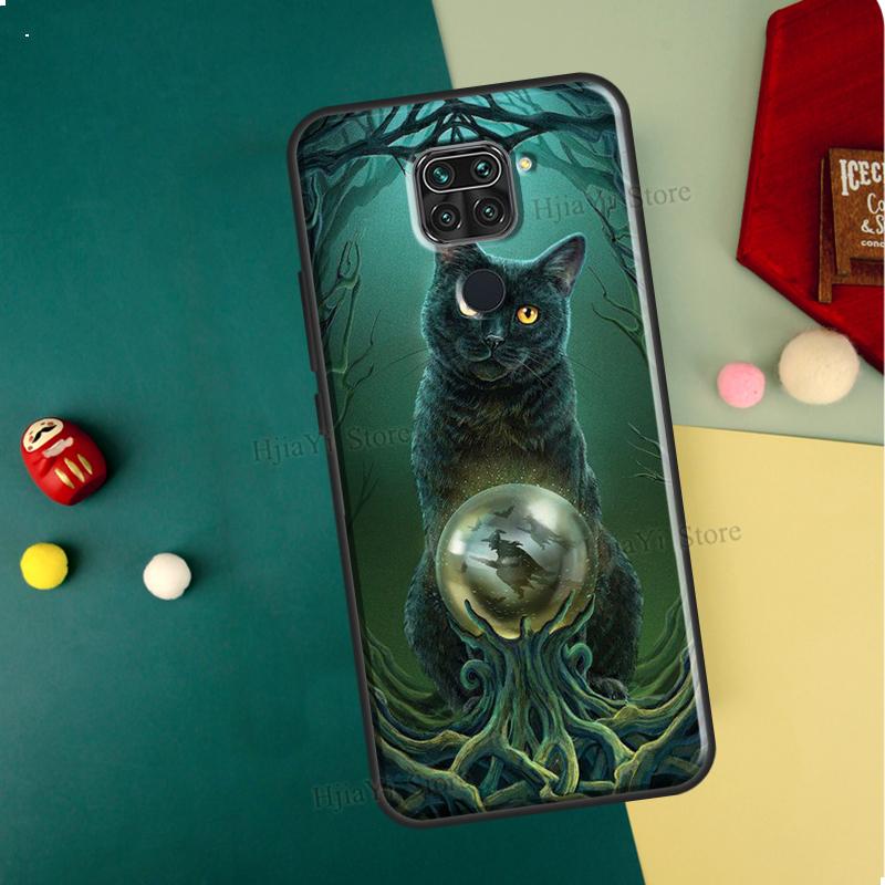 Halloween Witch Cat Case For Xiaomi Redmi Note 11 Pro 10 9 8 10S 11S Phone Coque For Redmi 10 9T 9A 9C Cover