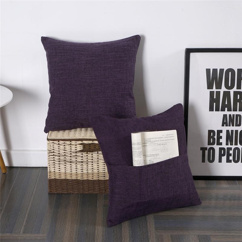 45x45cm Thicken Cotton Linen Solid Color Cushion Cover With Pocket Bedroom Pillow Case Home Sofa Decoration