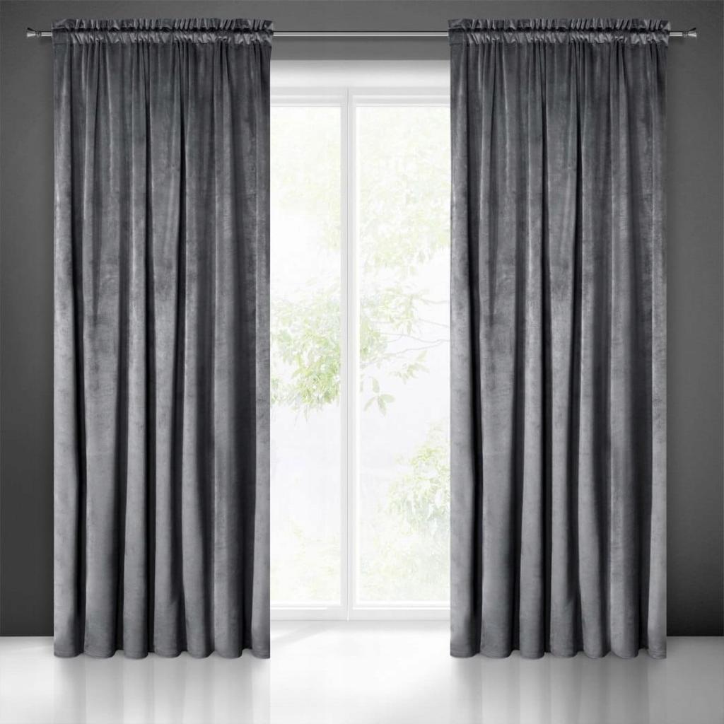 Melanie velvet curtain on a tape 140x270 cm gray