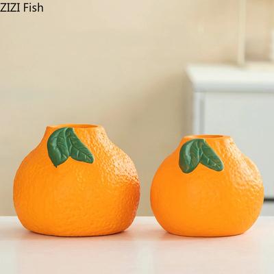 Kreative Mandarinenform Keramikvase Orange Pflanzentöpfe Tischdekoration Blumenarrangement Florale Vasen Raum Ästhetische Deko