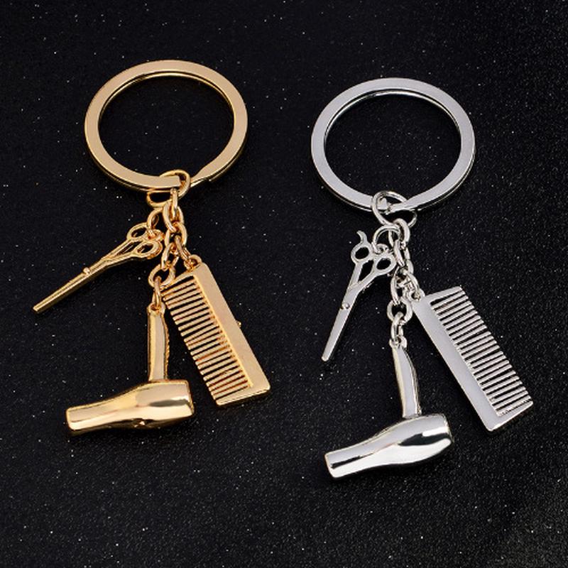 Hair Dryer Combs Scissors Pendant Keychain Hairdressing Tools Hair Stylist Scissor Blow Salon Gift Bag Accessories
