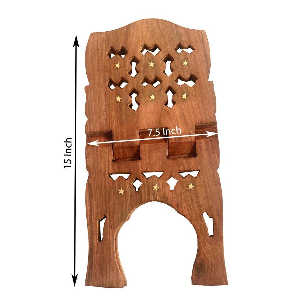 Wood Classical Youth Foldable Book Stand/Holder/Rest/Keep for Home/Work Space/Religious Places (Sheehsam, Multicolor, 15 Inches)