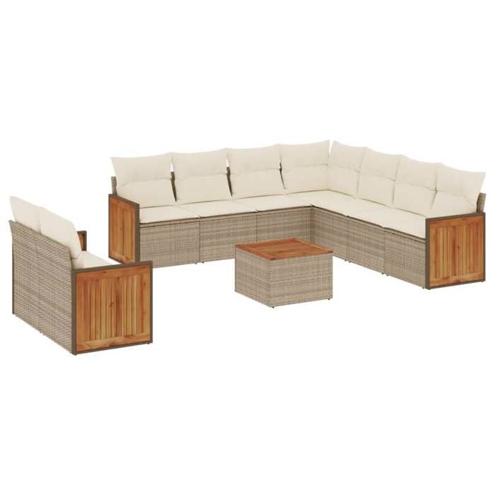 VidaXL Garden Lounge Set with Cushions 10 Pcs, Patio Sofas, Patio Furniture Set, Outdoor Furniture, Beige 3227787