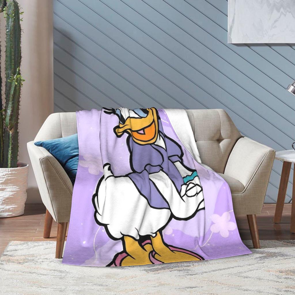 Funny Cute Daisy Duck Blanket Multiple Sizes Warm Cozy Fluffy Throw Blankets for Sofa Couch and Bed