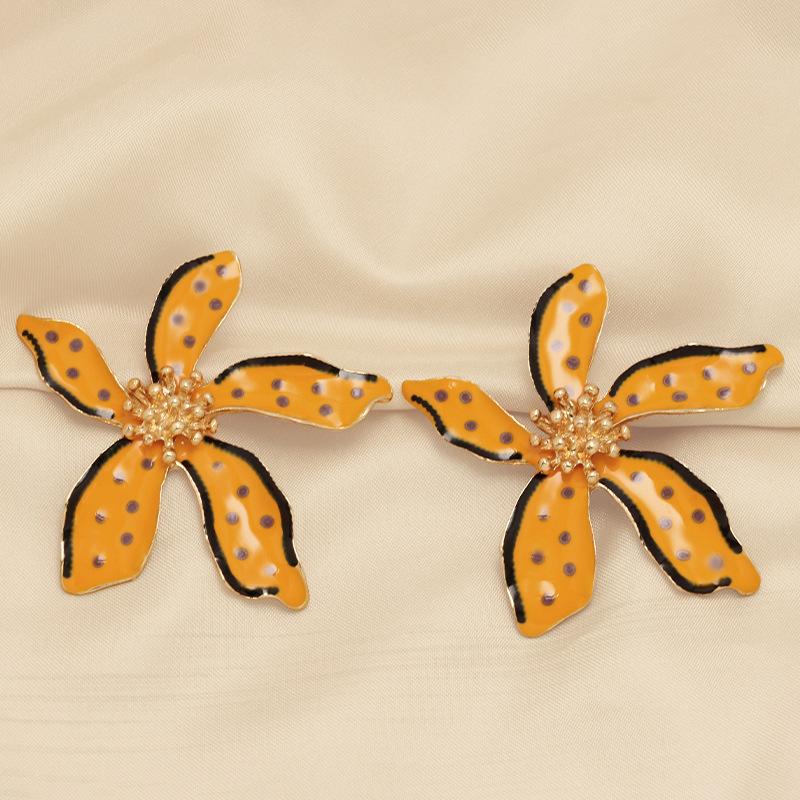 Personalized design drip alloy polka dot multi-color flower stud earrings versatile temperament jewelry