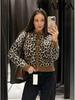European & American Women's Round Neck Animal Print Faux Fur Knitted Cardigan Coat - Winter Collection