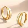 Double Layer Paved Huggie Hoop Earrings for Women Minimalist Elegant Earrings for Daily and Commute Wear