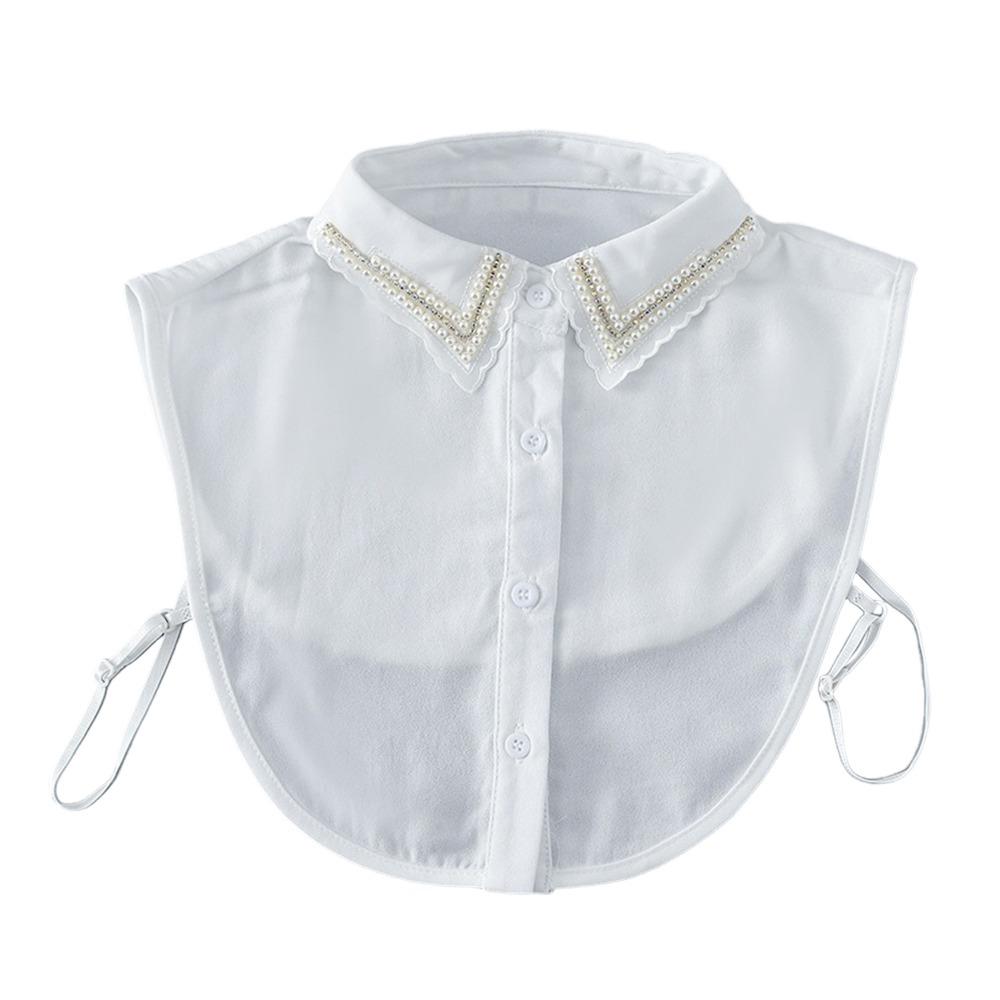 High-Quality Luxury Detachable Fake Collar Pearl Rhinestones Designs White Black Neckline Half Shirt