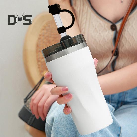 2/8 ks Silikonové krytky na brčka pro 40oz kelímky, opakovaně použitelné, design ve tvaru medvídka, chrániče konců brček, víčka, prachovka pro domov, kolej, restauraci