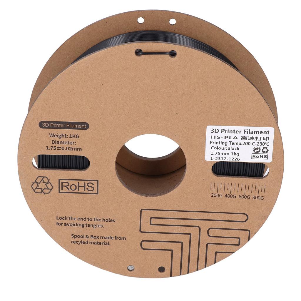 Black PLA Plastic Filament 1KG 1.75mm 3D Printer Filament 30‑600mm/s High Speed Printing Consumable for Ender 3