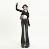 2025 Spring Women's Retro High-Waist Slim Fit Flared Jeans with Raw Edge