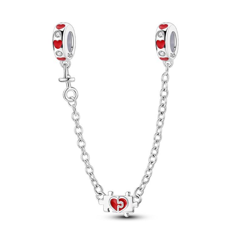 Sparkling Clear Copper Safety Chain Copper Safety Chain Charm Beads Fit Original Pandora Bracelet Diy Jewelry