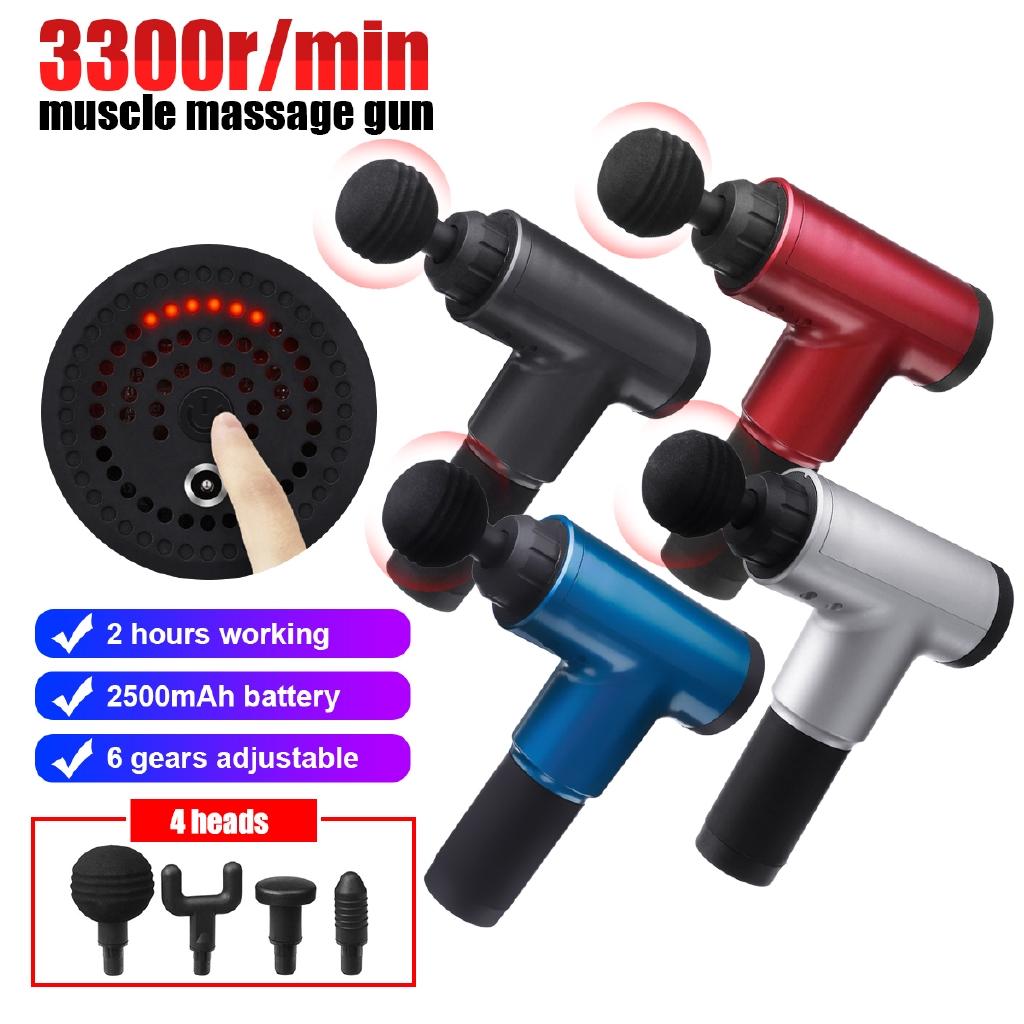 6 Gears 4 Heads 3300r/min  Therapy Massage Guns Muscle Massager Pain Sport Massage Machine Relax Body Slimming Relief