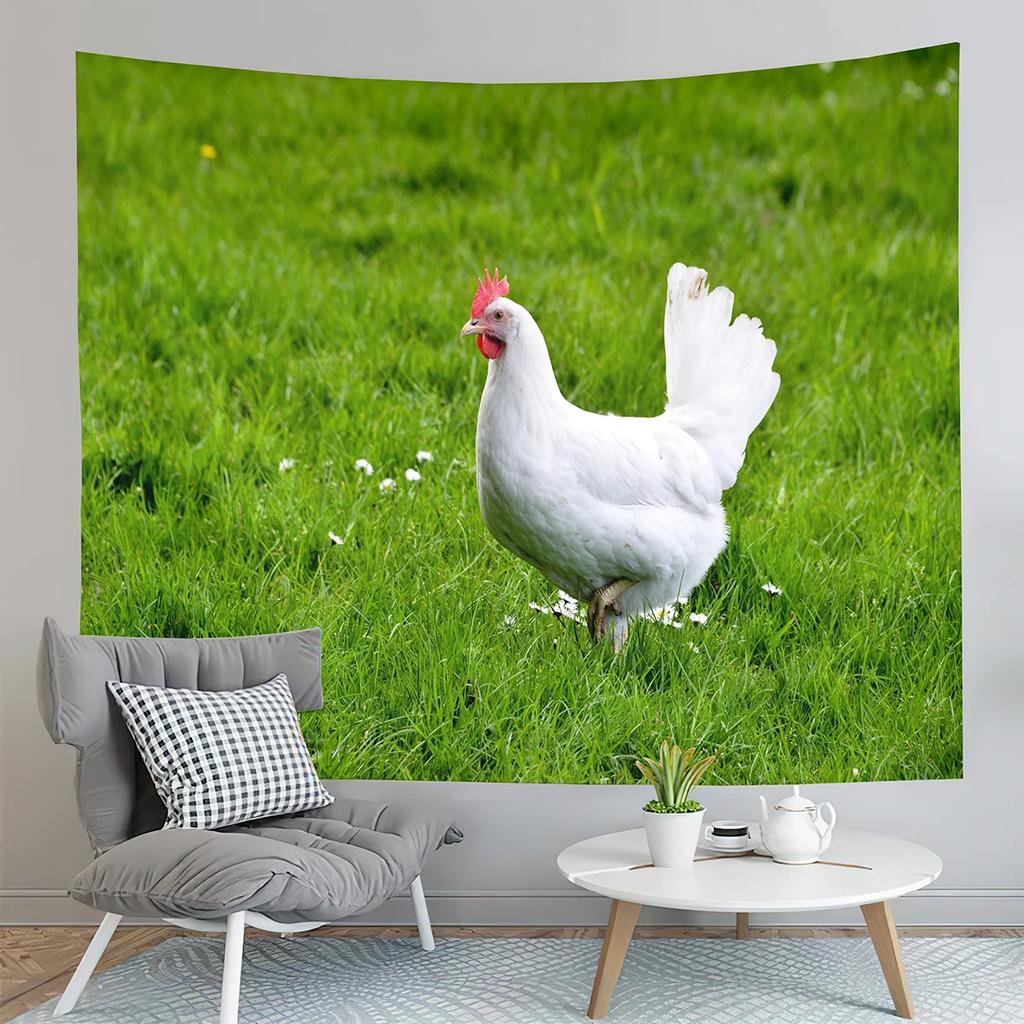 Farm Chicken Tapestry Funny Rooster  Animal Art  Home Living Room Bedroom Wall
