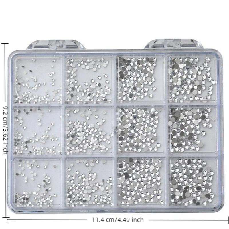 12 Grids Mini Mix Nail Diamond Shine Nail Art Decorations Accessories Round Nail Gems Manicure Charms